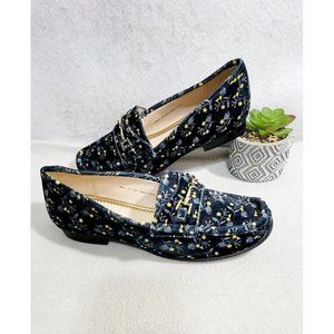 Cabi Women’s‎ Size 7 Carnaby Loafers Floral Blue Velvet Horsebit Shoes